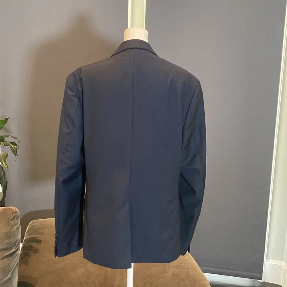 Men’s 2 Piece Suit Navy Slim Fit TwoButton NotchedLapel Size 36 Jacket 32 Pants